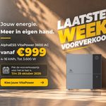 Voorverkoop bijna voorbij: korting op de VitaPower 3600 AC van AlphaESS